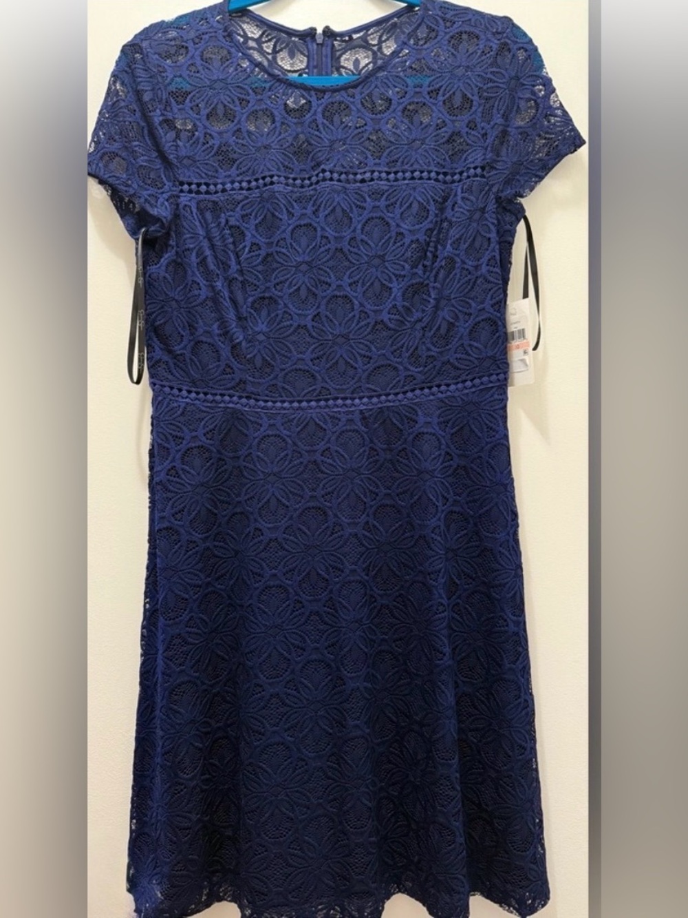 Jessica Simpson Navy Blue Floral Lace Fit & Flare Dress